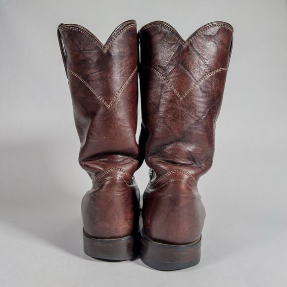 Justin 3162 Deerlite Brown Roper Cowboy Boots 9.5 EE Marbled Mexico Leather main image 6